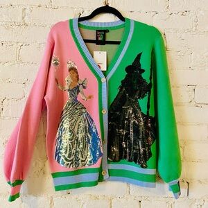 QUEEN OF SPARKLES Pink and Green Sequin Cardigan